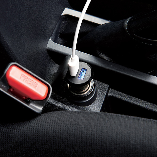 シガーチャージャー/2USBポート(自動識別)/4.8A/ブラック