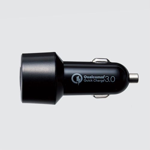 シガーチャージャー/2USBポート(自動識別)/Quick Charge 3.0/ブラック