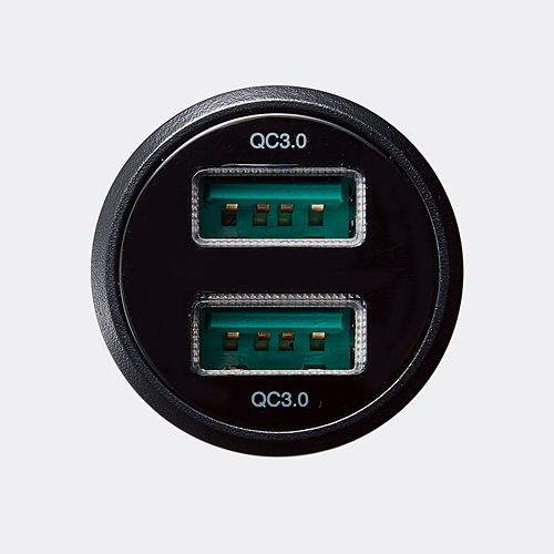シガーチャージャー/2USBポート(自動識別)/Quick Charge 3.0/ブラック