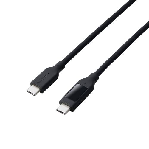 USB Type-C to Type-Cケーブル/シリコン/電力ディスプレイ付/USB Power Delivery対応/最大240W/1.0m/ブラック