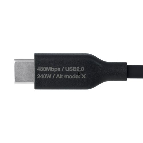 USB Type-C to Type-Cケーブル/シリコン/電力ディスプレイ付/USB Power Delivery対応/最大240W/1.0m/ブラック