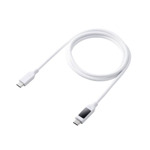USB Type-C to Type-Cケーブル/シリコン/電力ディスプレイ付/USB Power Delivery対応/最大240W/1.0m/ホワイト