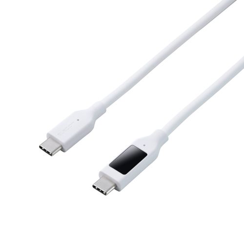 USB Type-C to Type-Cケーブル/シリコン/電力ディスプレイ付/USB Power Delivery対応/最大240W/2.0m/ホワイト