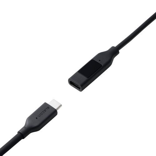 USB Type-C to Type-C延長ケーブル/スタンダード/電力ディスプレイ付/USB Power Delivery対応/最大240W/1.0m/ブラック