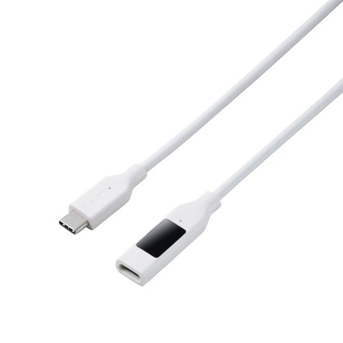 USB Type-C to Type-C延長ケーブル/スタンダード/電力ディスプレイ付/USB Power Delivery対応/最大240W/1.0m/ホワイト