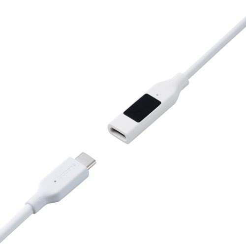USB Type-C to Type-C延長ケーブル/スタンダード/電力ディスプレイ付/USB Power Delivery対応/最大240W/1.0m/ホワイト