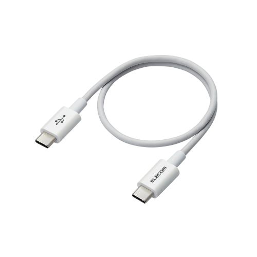 USB Type-C to USB Type-Cケーブル/USB Power Delivery対応/やわらか耐久/0.3m/ホワイト