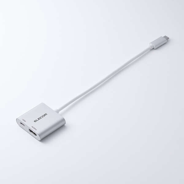 Type-C映像変換アダプタ/TypeC-HDMI&給電ポート/100W給電/シルバー
