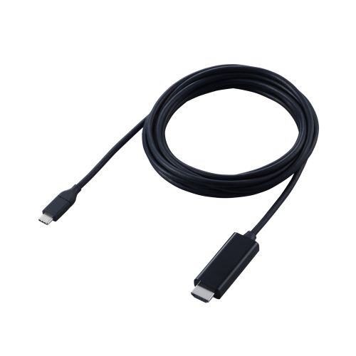 映像変換ケーブル/USB Type-C-HDMI/ミラーリング対応/60Hz/やわらか/3.0m/ブラック