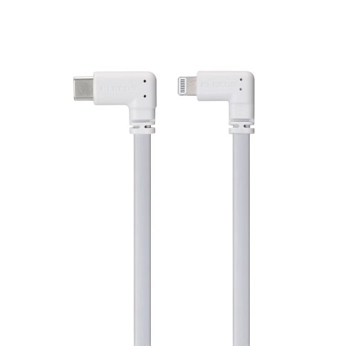 USB Type-C to Lightningケーブル/フラット/L字/USB Power Delivery対応/60W/0.1m/ホワイト