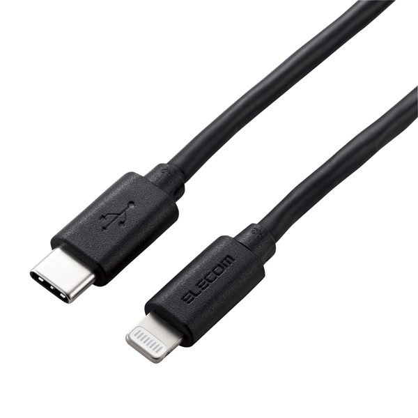 USB-C to Lightningケーブル/やわらか/1.2m/ブラック