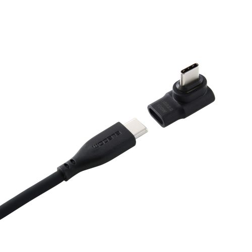 USB Type-Cアダプタ/着脱式マグネット/L字/最大100W/ブレーカー搭載/ブラック
