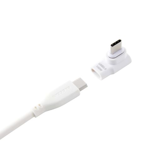 USB Type-Cアダプタ/着脱式マグネット/L字/最大100W/ブレーカー搭載/ホワイト