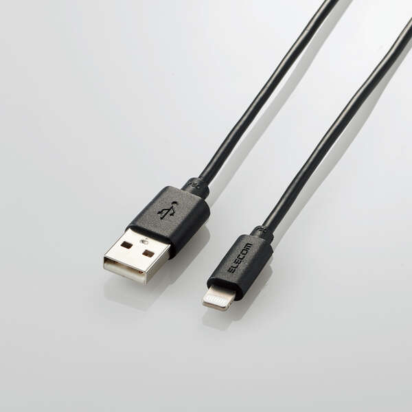 Lightningケーブル/まとまるケーブル/形状記憶/抗菌/1.0m/ブラック