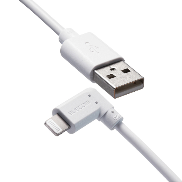 Lightningケーブル/L字コネクタ/抗菌/0.3m/ホワイト