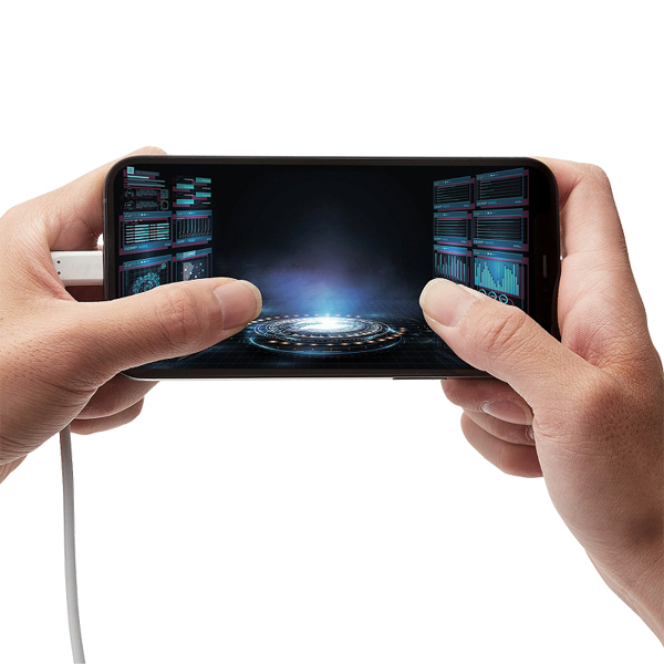 Lightningケーブル/L字コネクタ/抗菌/0.3m/ホワイト