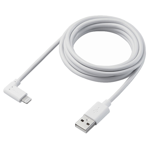 Lightningケーブル/L字コネクタ/抗菌/2.0m/ホワイト