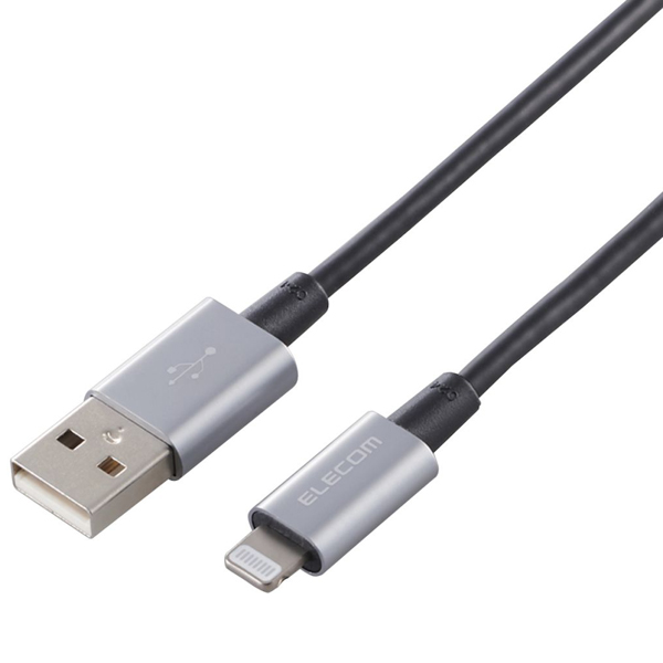 Lightningケーブル/準高耐久/アルミコネクタ/1.0m/グレー