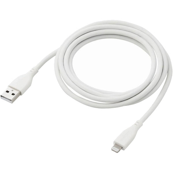 USB-A to Lightningケーブル/なめらか/2.0m/ホワイト