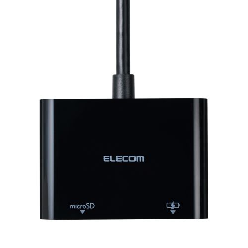 メモリリーダ/USB Type-Cコネクタ/USB 5Gbps/SD+microSD用/Power Delivery対応/最大入力100W/ケーブル長12cm/ブラック