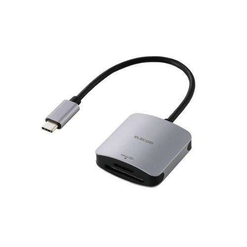 メモリリーダ/USB Type-Cコネクタ/USB 5Gbps/UHS-I/SD+microSD用/ケーブル長15cm/シルバー