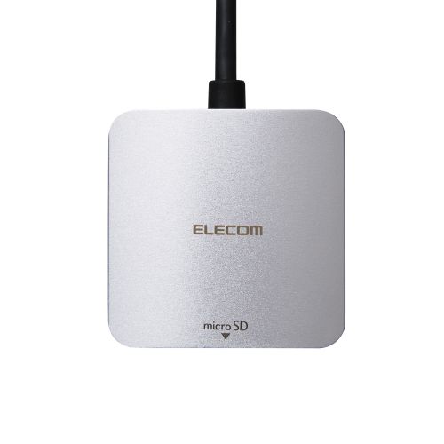 メモリリーダ/USB Type-Cコネクタ/USB 5Gbps/UHS-I/SD+microSD用/ケーブル長15cm/シルバー