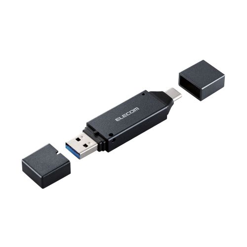 メモリカードリーダー/USB Type-C&USB-A両対応/直挿しタイプ/SD+microSD/USB 5Gbps/ブラック