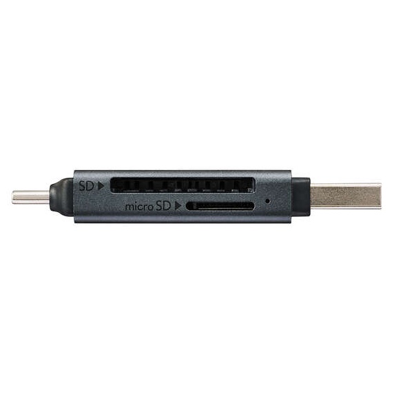 メモリカードリーダー/USB Type-C&USB-A両対応/直挿しタイプ/SD+microSD/USB 5Gbps/ブラック