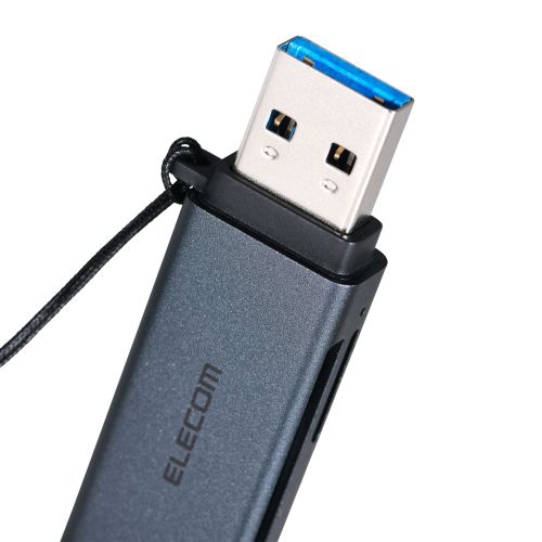 メモリリーダ/USB-Aコネクタ/直挿しタイプ/USB 5Gbps/SD+microSD用/ブラック