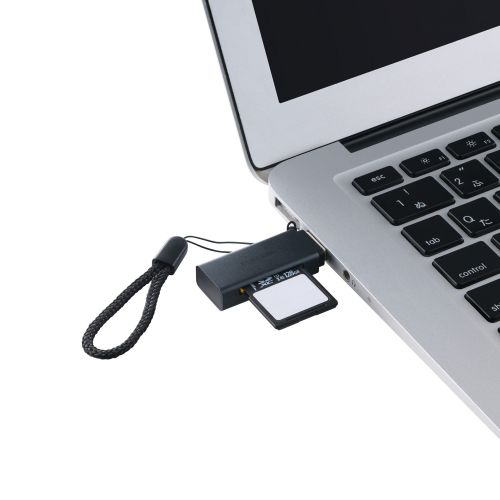 メモリリーダ/USB-Aコネクタ/直挿しタイプ/USB 5Gbps/SD+microSD用/ブラック