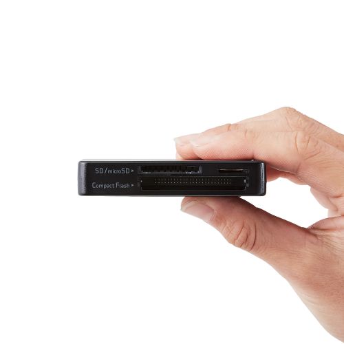メモリリーダライタ/ケーブル収納タイプ/USB3.0対応/ケーブル6cm/SD+microSD+CF対応/ブラック