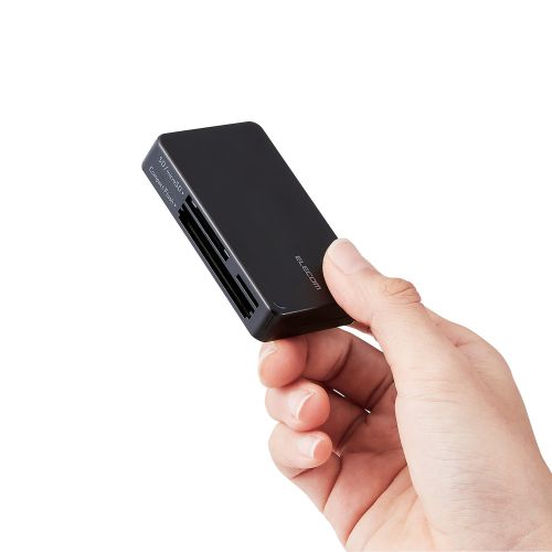 メモリリーダライタ/ケーブル収納タイプ/USB3.0対応/ケーブル6cm/SD+microSD+CF対応/ブラック