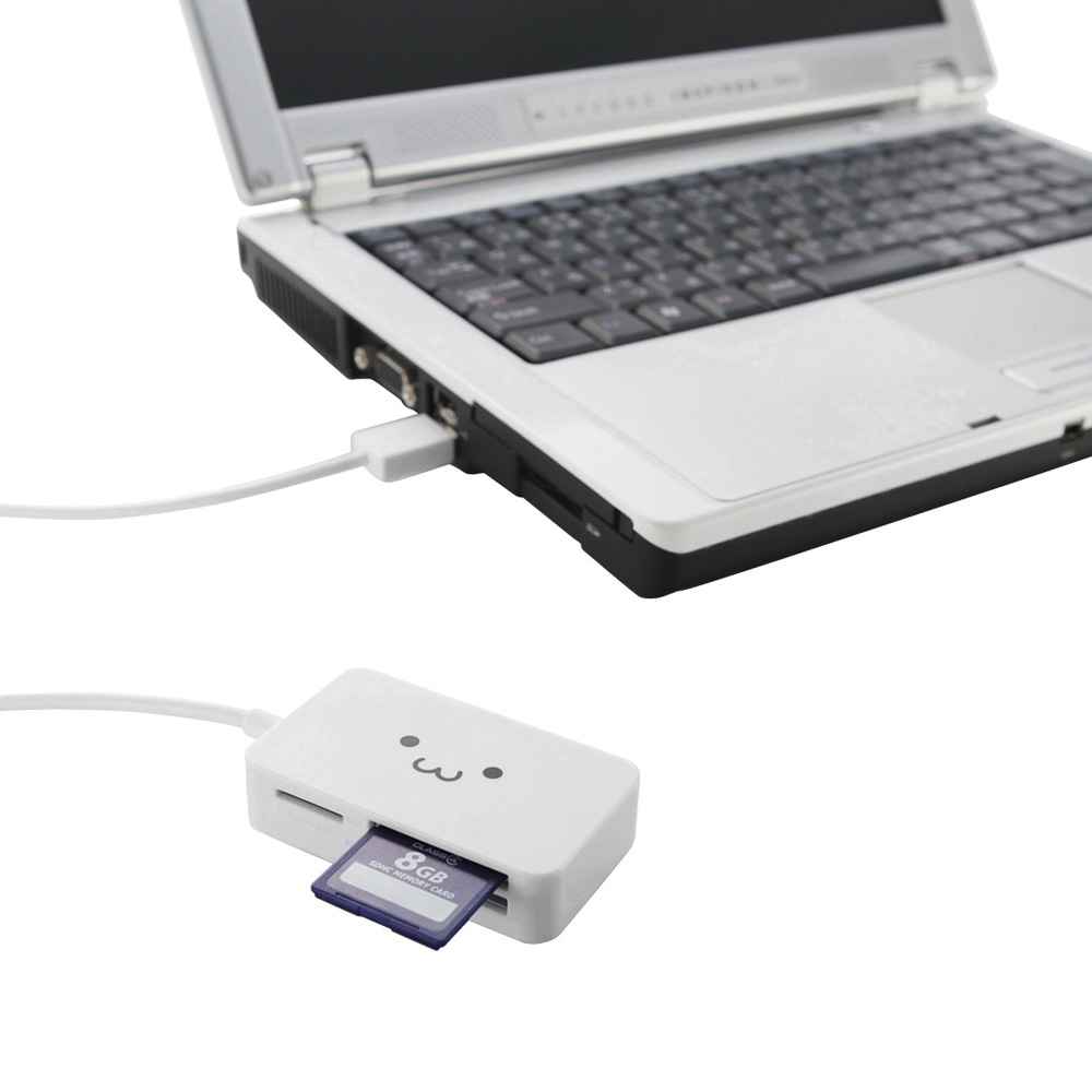 メモリリーダライタ/SD+MS+CF対応/ホワイト顔