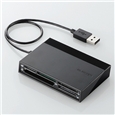 メモリリーダライタ/USBハブ付/SD+MS+CF+XD/ブラック
