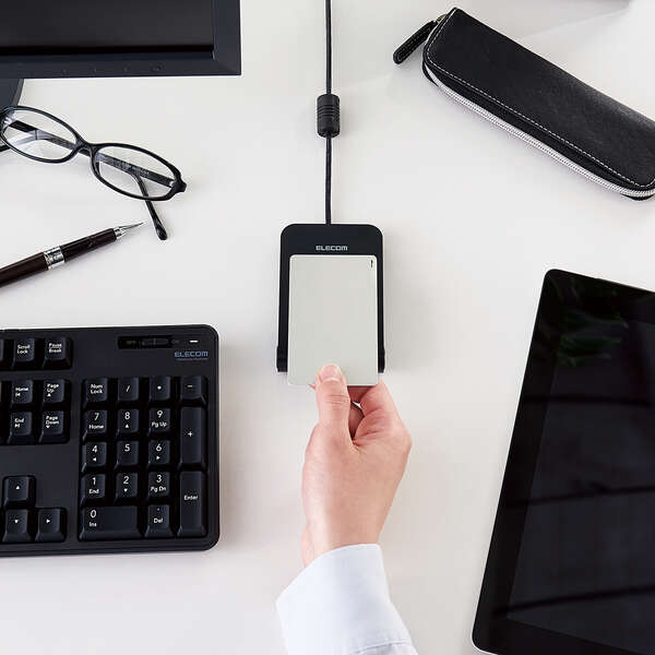 ICカードリーダライタ/非接触式/ケーブル1m/ブラック