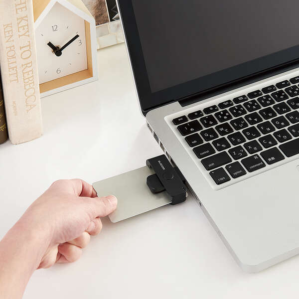 ICカードリーダライタ/接触式/直挿しタイプ/ブラック