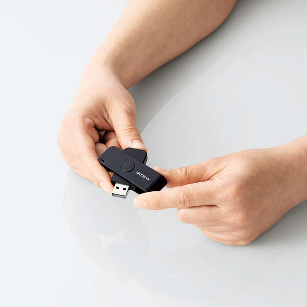 ICカードリーダライタ/接触式/直挿しタイプ/ブラック