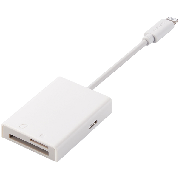 Lightningカードリーダー/SD+microSD対応/USB Type-C変換アダプタ付属/ケーブル7cm/ホワイト