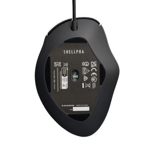 マウス/SHELLPHA/有線/3ボタン/Mサイズ/抗菌仕様/静音設計/ブラック