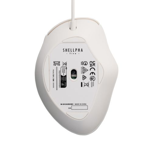 マウス/SHELLPHA/有線/3ボタン/Mサイズ/抗菌仕様/静音設計/ホワイト