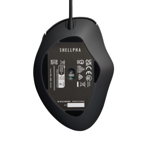マウス/SHELLPHA/有線/3ボタン/Sサイズ/抗菌仕様/静音設計/ブラック