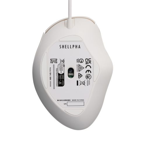 マウス/SHELLPHA/有線/3ボタン/Sサイズ/抗菌仕様/静音設計/ホワイト