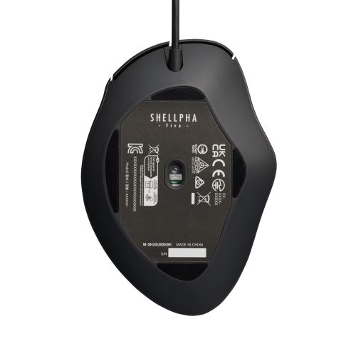 マウス/SHELLPHA/有線/5ボタン/Mサイズ/抗菌仕様/静音設計/ブラック