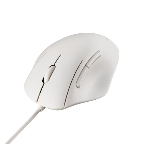 マウス/SHELLPHA/有線/5ボタン/Mサイズ/抗菌仕様/静音設計/ホワイト