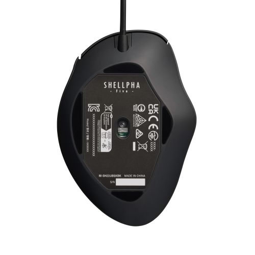 マウス/SHELLPHA/有線/5ボタン/Sサイズ/抗菌仕様/静音設計/ブラック