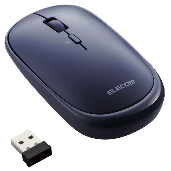 BlueLEDマウス/薄型/無線/4ボタン/ポーチ付/ブルー
