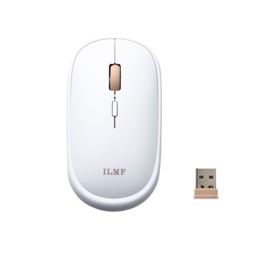 ILMF/BlueLEDマウス/薄型/静音/無線2.4GHz/4ボタン/ホワイト