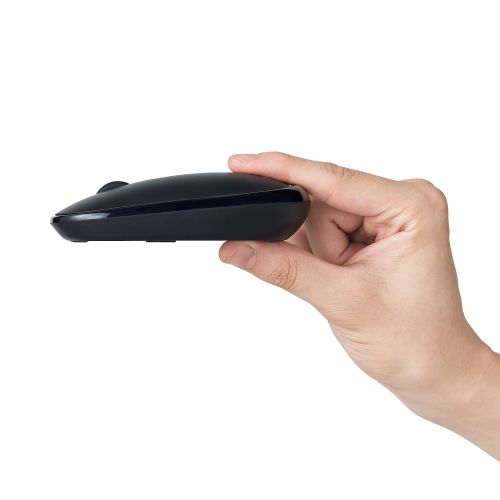 マウス/有線/3ボタン/薄型/ケーブル巻取式/ブラック