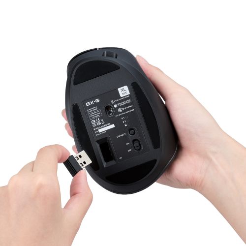 マウス/EX-G PRO/右手専用/XLサイズ/Bluetooth/無線2.4GHz/8ボタン/高速スクロール/チルトホイール/抗菌/静音/充電式/ブラック