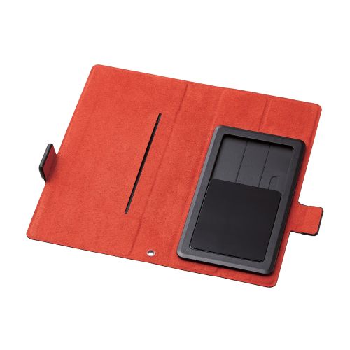 スマートフォン用マルチレザーケース/スライド式/手帳型/UltraSlim/薄型/磁石付き/Sサイズ/ブラック